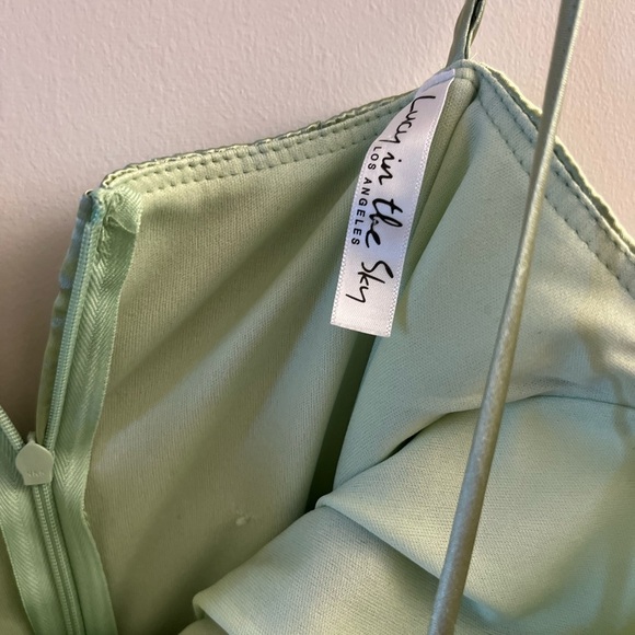 Lucy Sky Dress in Satin Sage - Picture 6 of 11